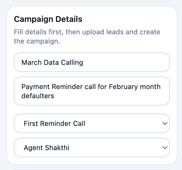 Campaign creation screenshot